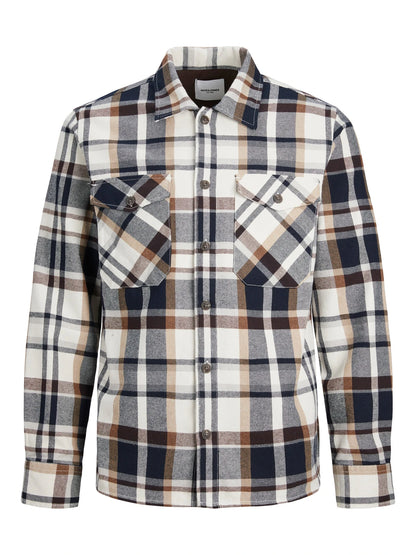 Eddie Check Overshirt LS - Cloud Dancer