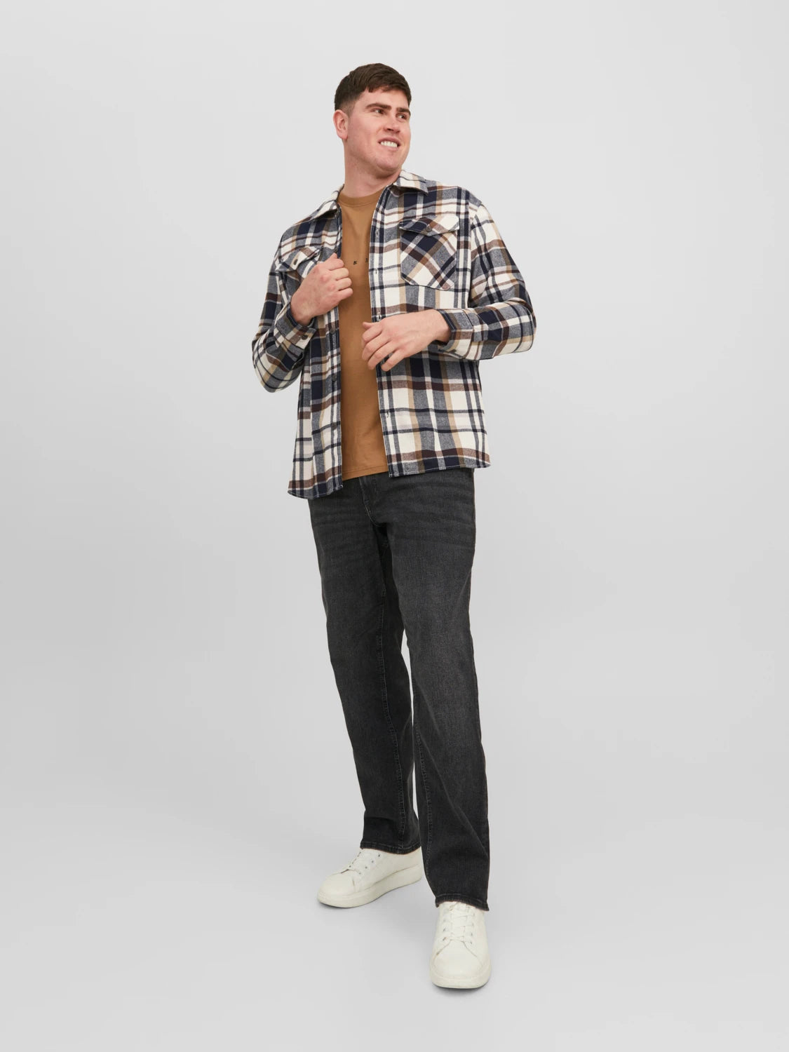 Eddie Check Overshirt LS - Cloud Dancer